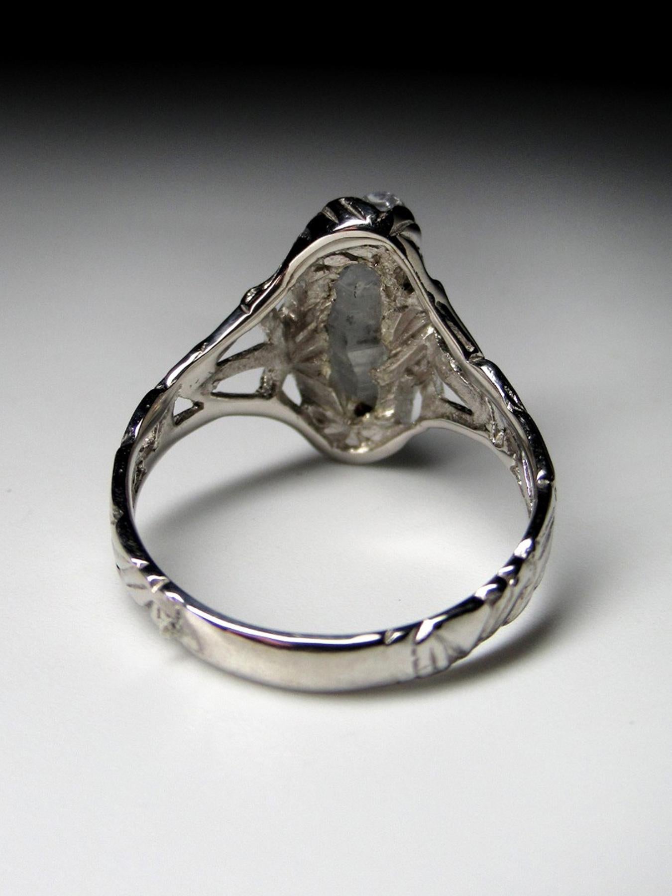 Sapphire Crystal Silver Ring Raw Uncut Ghost Grey Natural Sri Lankan Gemstone For Sale 4