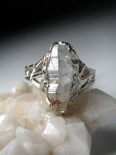 Sapphire Crystal Silver Ring Raw Uncut Ghost Grey Natural Sri Lankan Gemstone