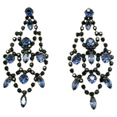 Sapphire Crystal Statement Cascade Earrings 2000s
