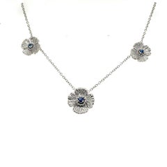 Sapphire Cts 0.13 Flower Necklace with 18k White Gold Chain