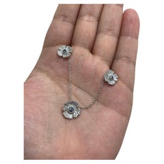 Sapphire Cts 0.13 Flower Necklace with 18k White Gold Chain