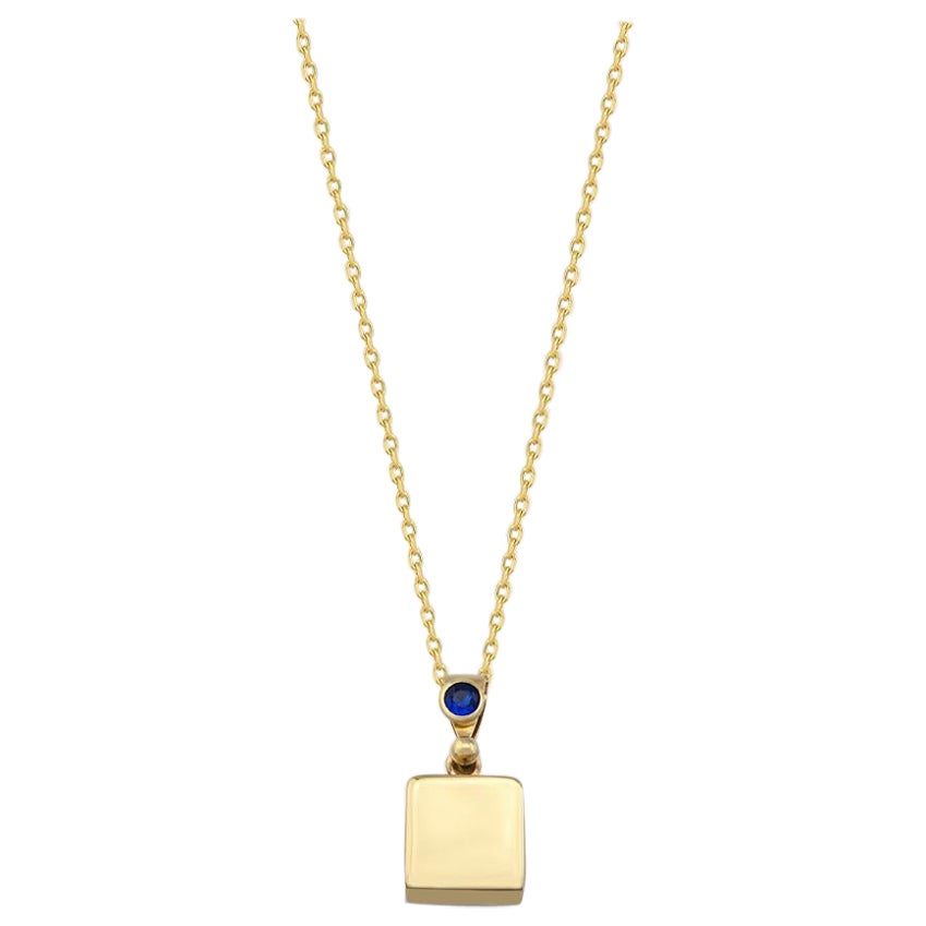 Halskette mit Saphir-Würfel-Anhänger 14" aus 14K Gelbgold