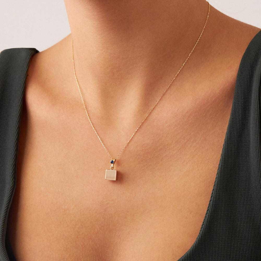 Sapphire Cube Pendant Necklace 20