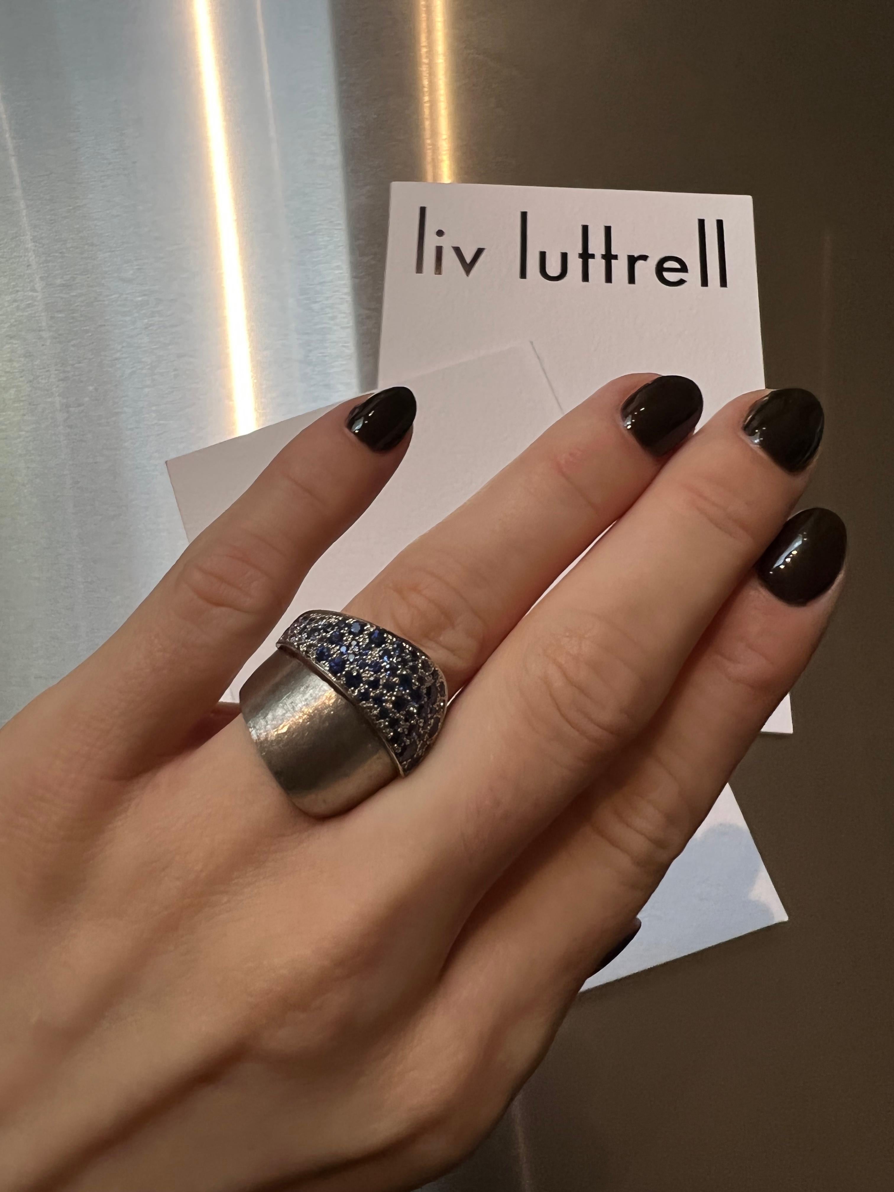 Women's CURVED FORMS RING  Platinum with graduated sapphires by Liv Luttrell For Sale
