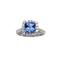 Sapphire Cushion Cut Ring w/ Diamonds
