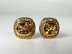 Sapphire Cushion earrings 18KT yellow gold Summer earrings