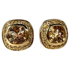 Boucles d'oreilles saphir coussin Or jaune 18KT Boucles d'oreilles été 