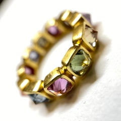 Sapphire Cushion Reverse Set Eternity Ring in 22 Karat Gold, A2 by Arunashi