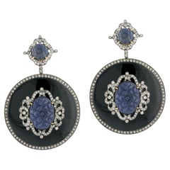 Sapphire Dangle Earrings With Diamonds 24.59 Carats