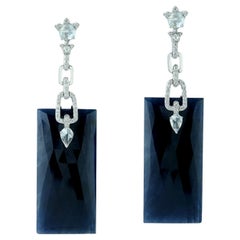 Sapphire Dangle Earrings With Diamonds Made In 18k White Gold