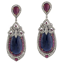 Pendants d'oreilles avec rubis et diamants 36,27 carats