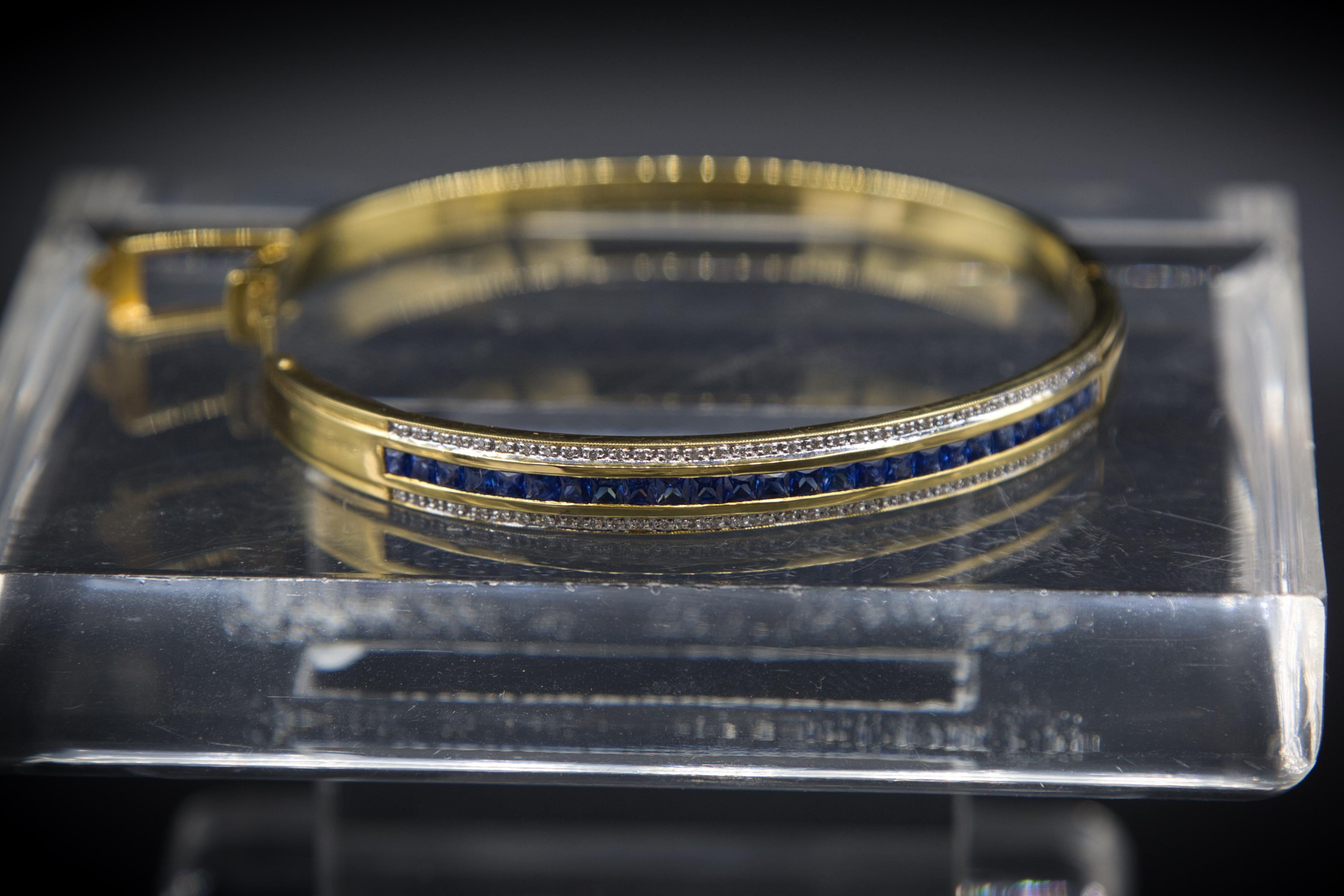 da uomo o donna Bracciale con zaffiro e diamanti 18 K. in vendita