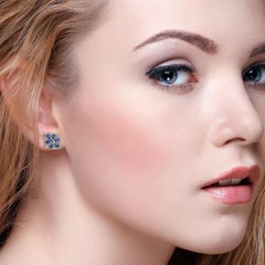 Sapphire Diamond 14 Karat Gold Stud Earrings