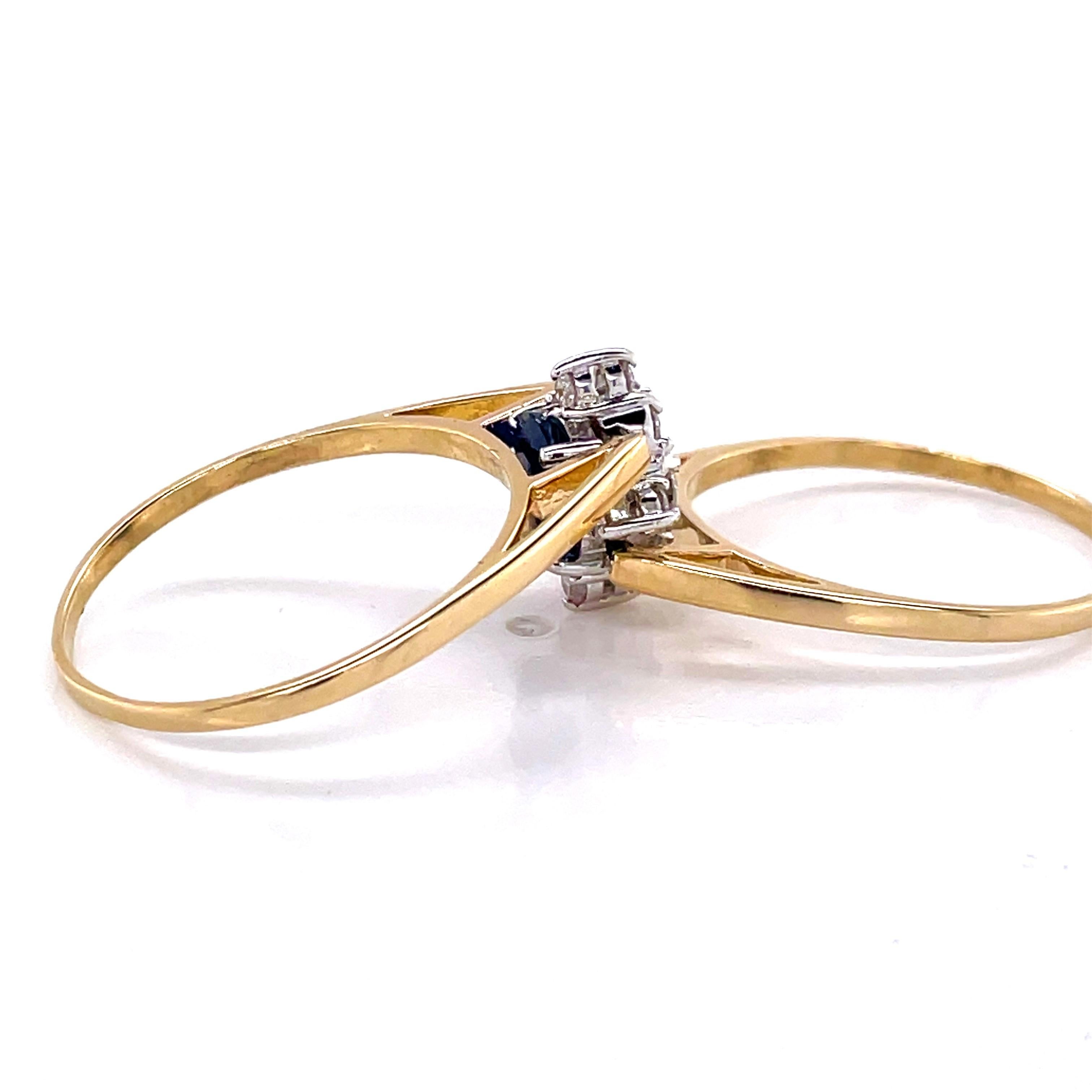 Sapphire Diamond 14 Karat Yellow Gold Reversible Ring For Sale 5