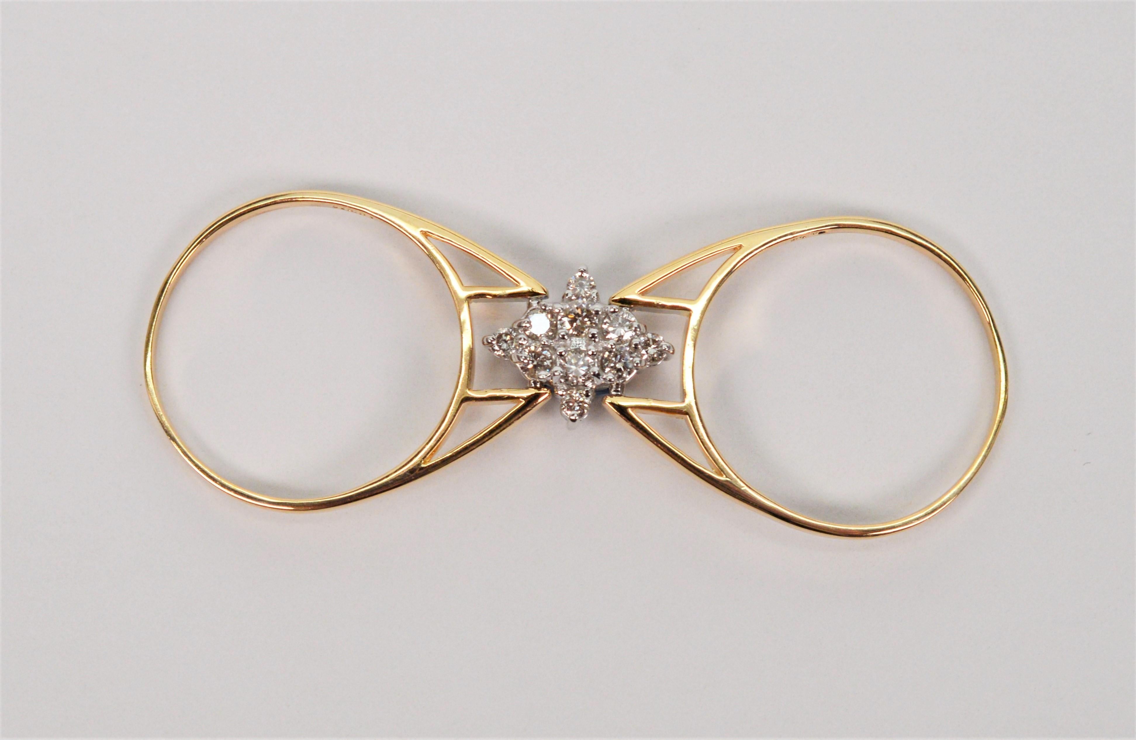 Sapphire Diamond 14 Karat Yellow Gold Reversible Ring For Sale 6
