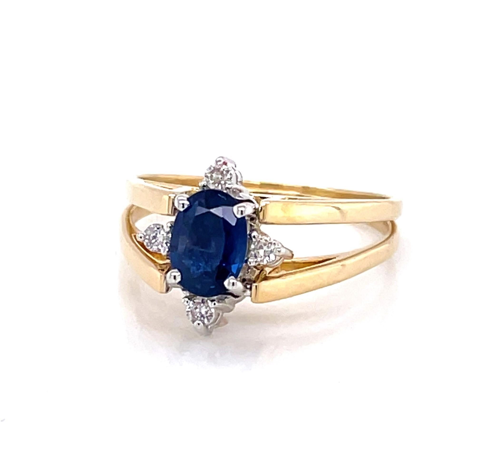 Sapphire Diamond 14 Karat Yellow Gold Reversible Ring For Sale 9