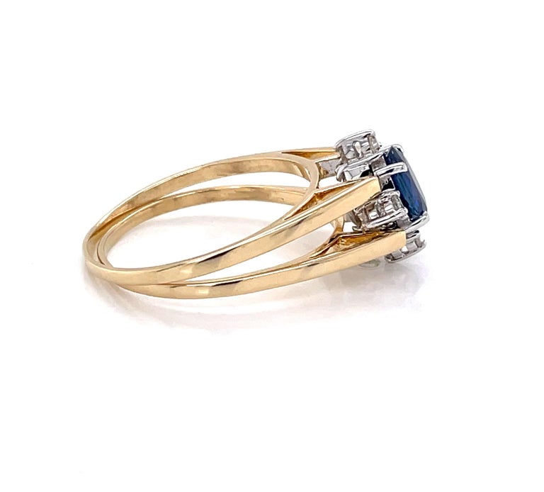 Sapphire Diamond 14 Karat Yellow Gold Reversible Ring For Sale at 1stDibs