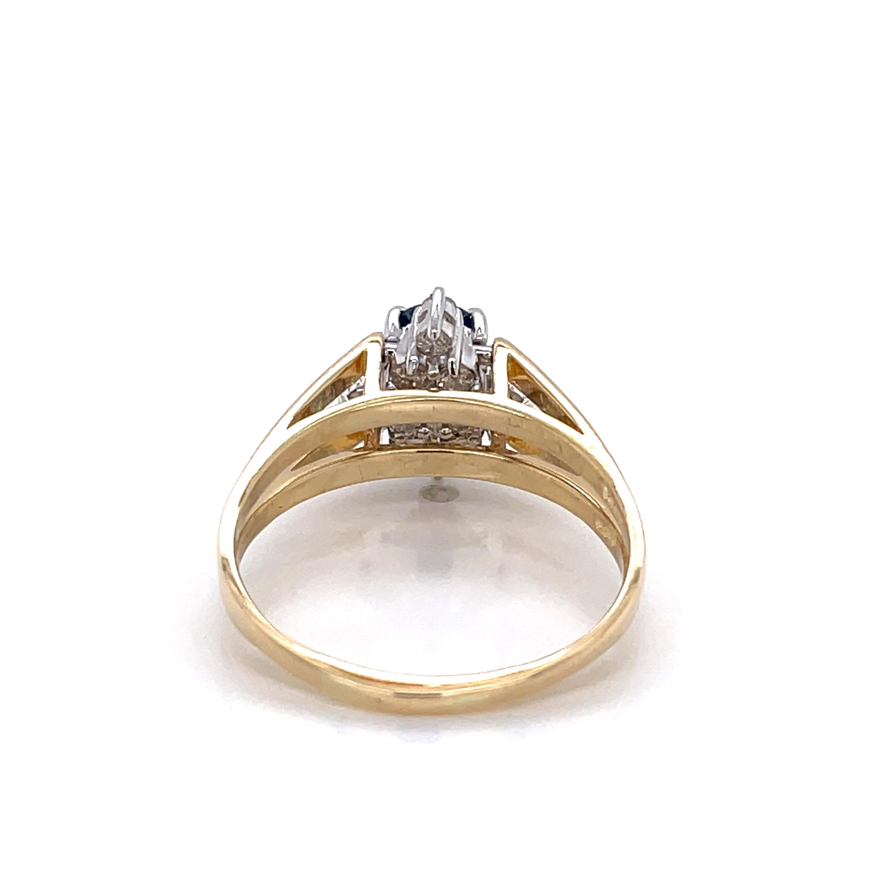 Mixed Cut Sapphire Diamond 14 Karat Yellow Gold Reversible Ring For Sale