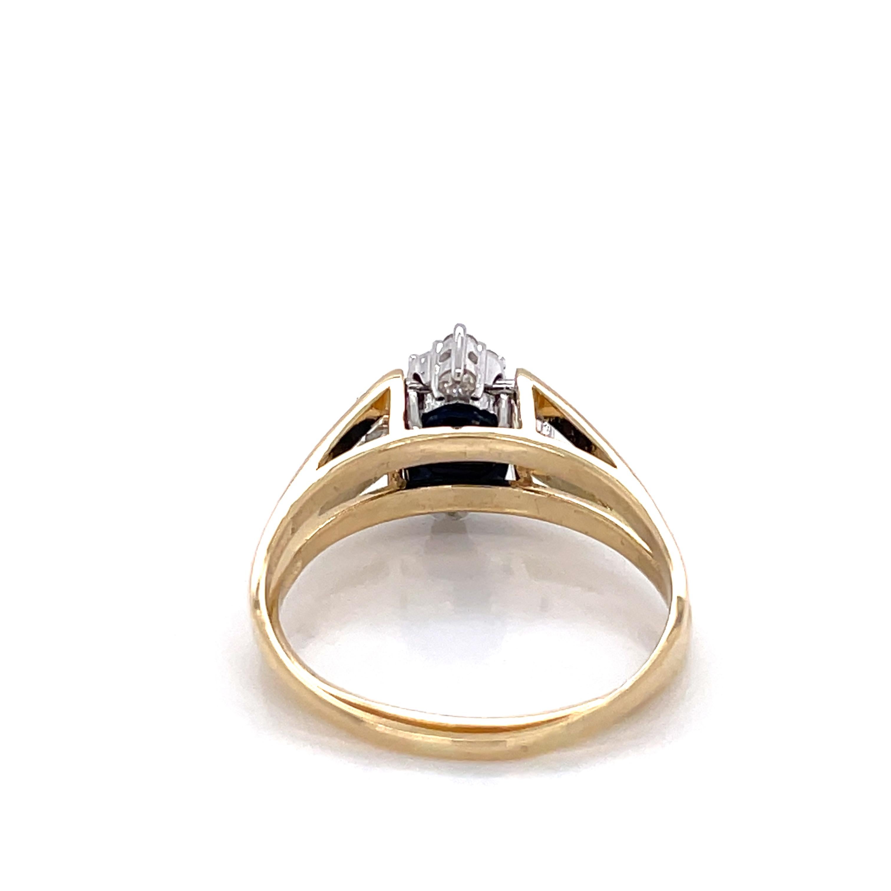 Sapphire Diamond 14 Karat Yellow Gold Reversible Ring For Sale 1
