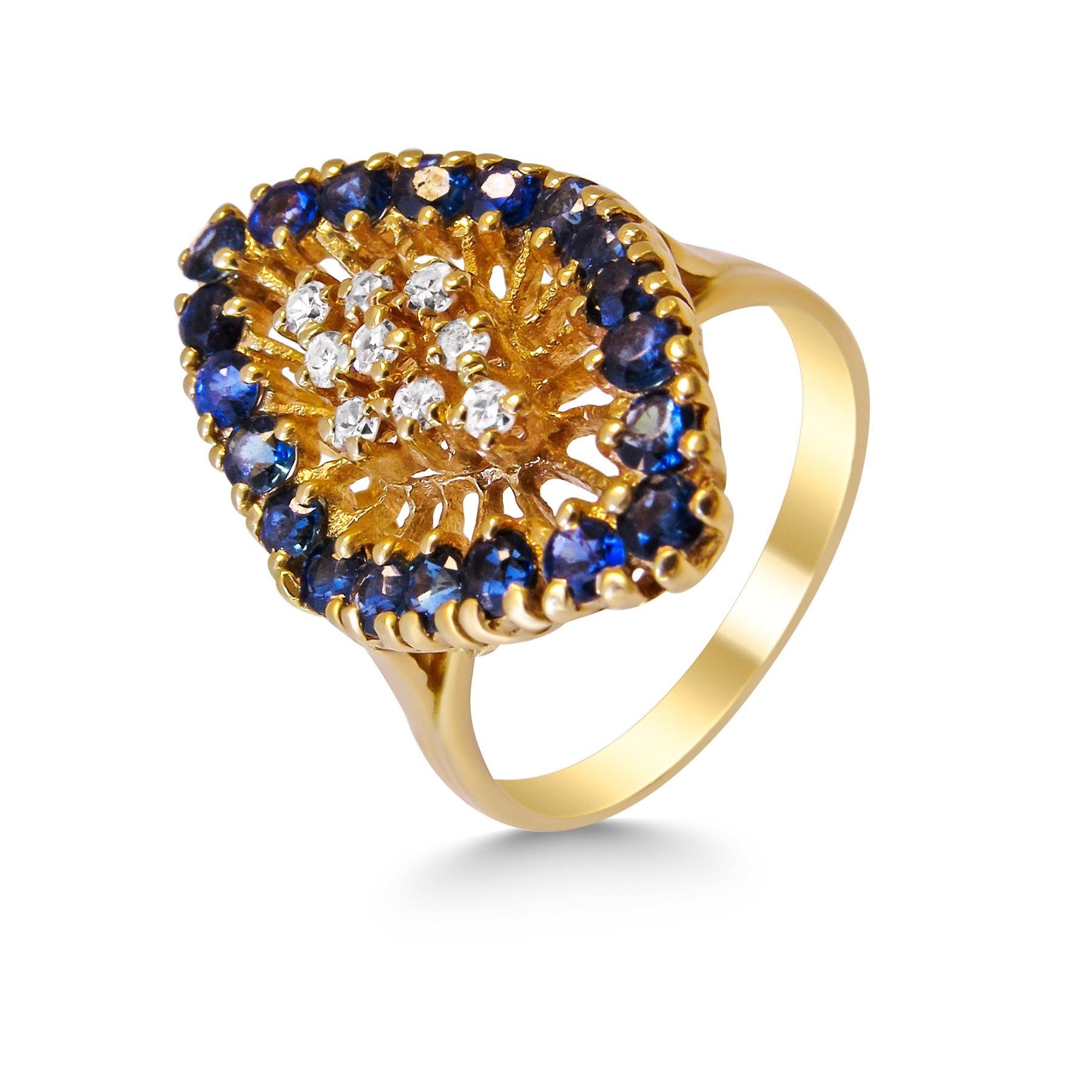 Art Deco Sapphire and Diamond 14 Karat Gold Ladies Ring For Sale