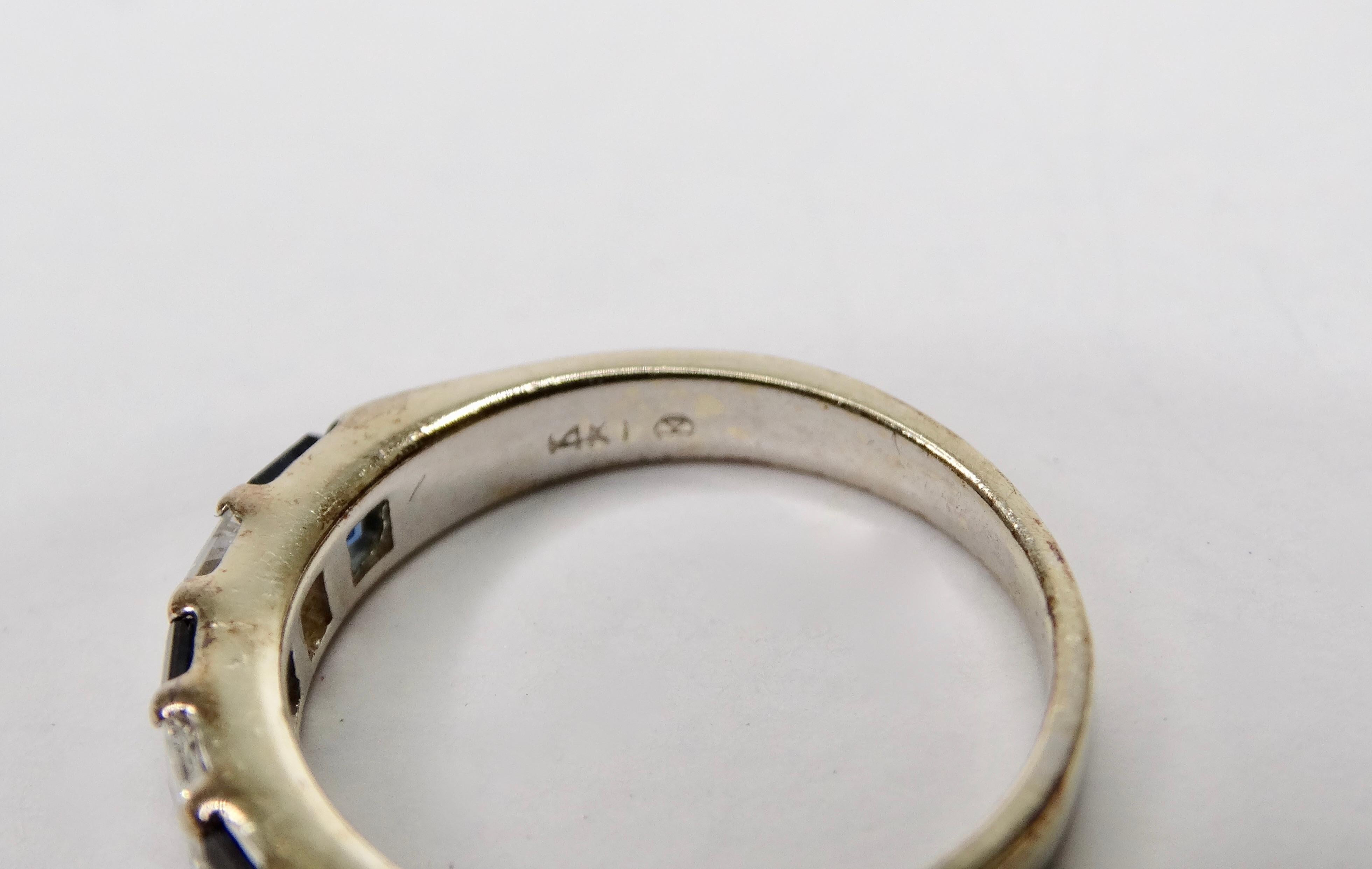 Ring mit Saphir und Diamant aus 14k Gold  für Damen oder Herren im Angebot