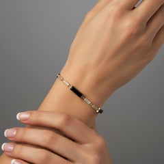 Sapphire Diamond 14K (or 18k upon request) Yellow Gold Link Bracelet