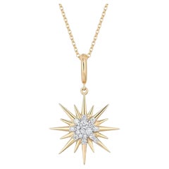 0.37ct Blue Sapphire & 0.25ct Diamond 14K Yellow Gold Pendant Necklace