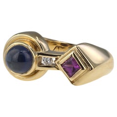 Sapphire, Diamond, 14K Yellow Gold Ring