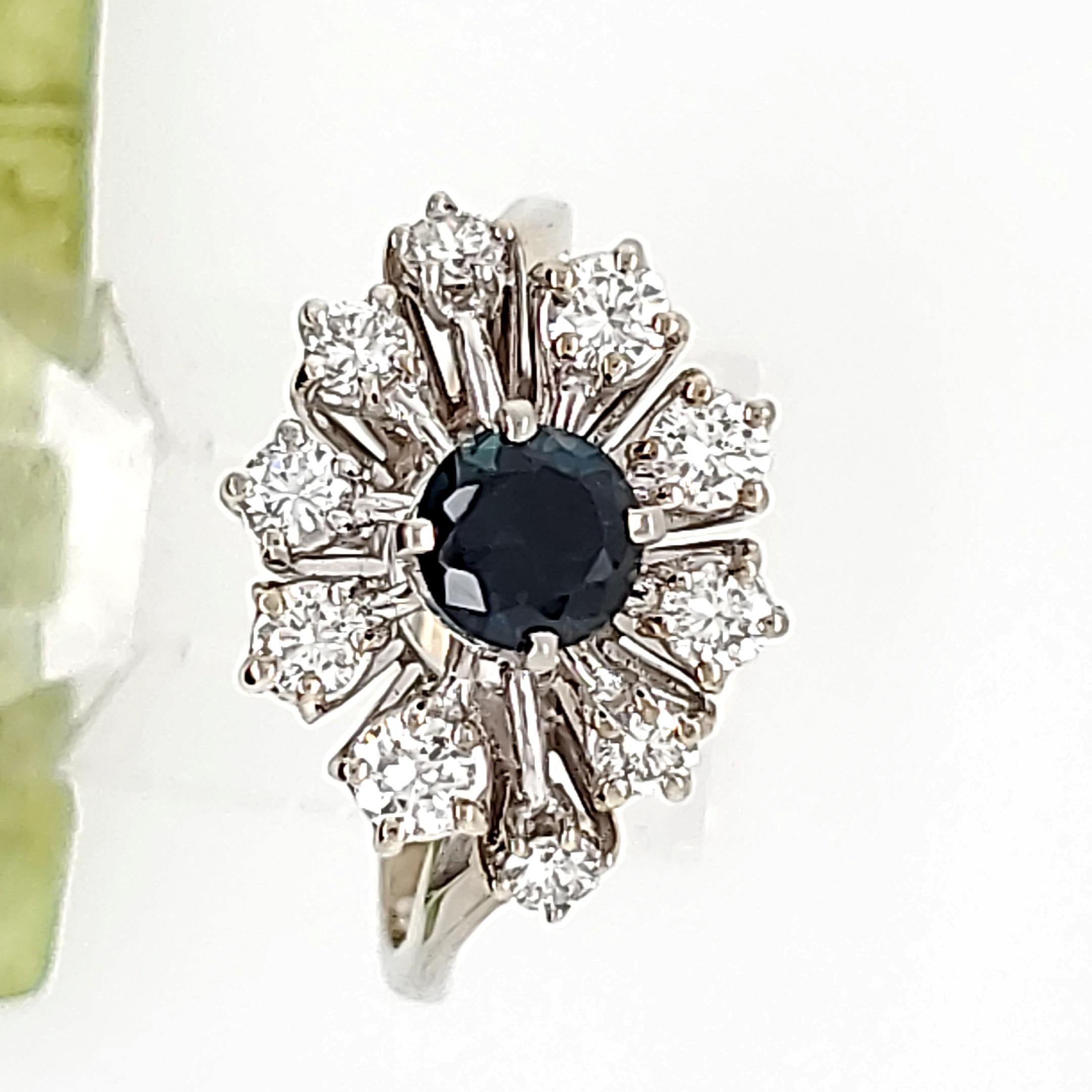 14kt Ring mit Saphir/Diamant – Nachlass im Zustand „Gut“ im Angebot in Methuen, MA