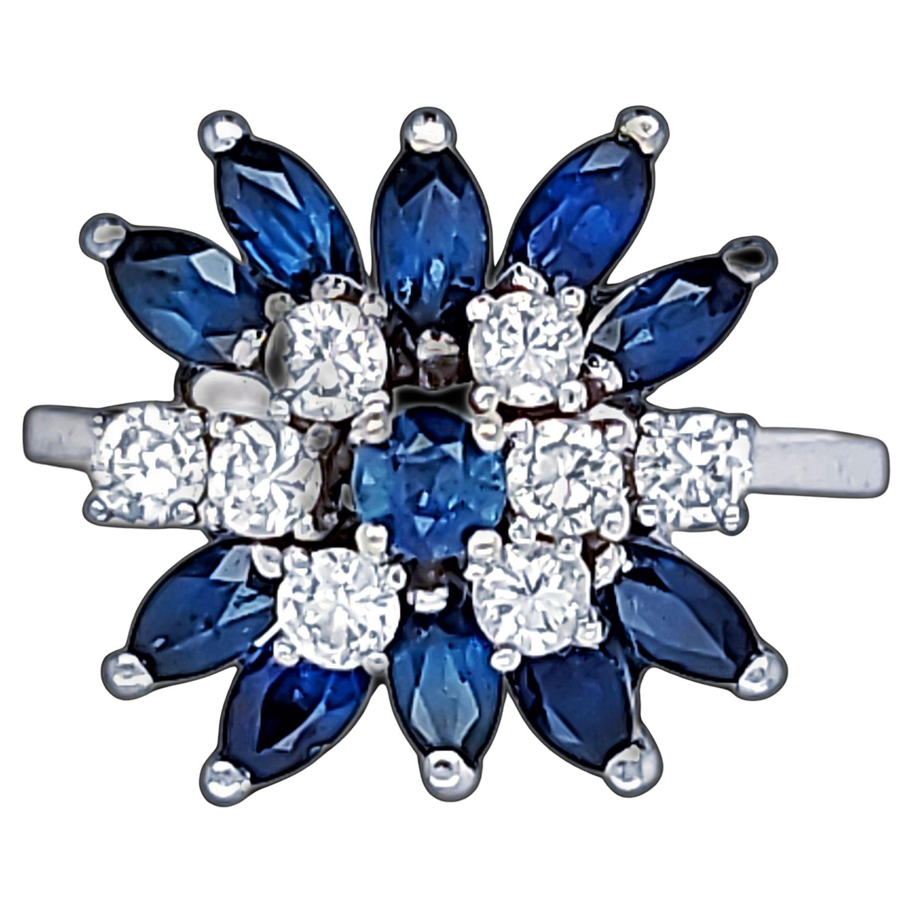 Sapphire/Diamond 14kt White Gold Ring - Cocktail Style - Family Estate Piece For Sale