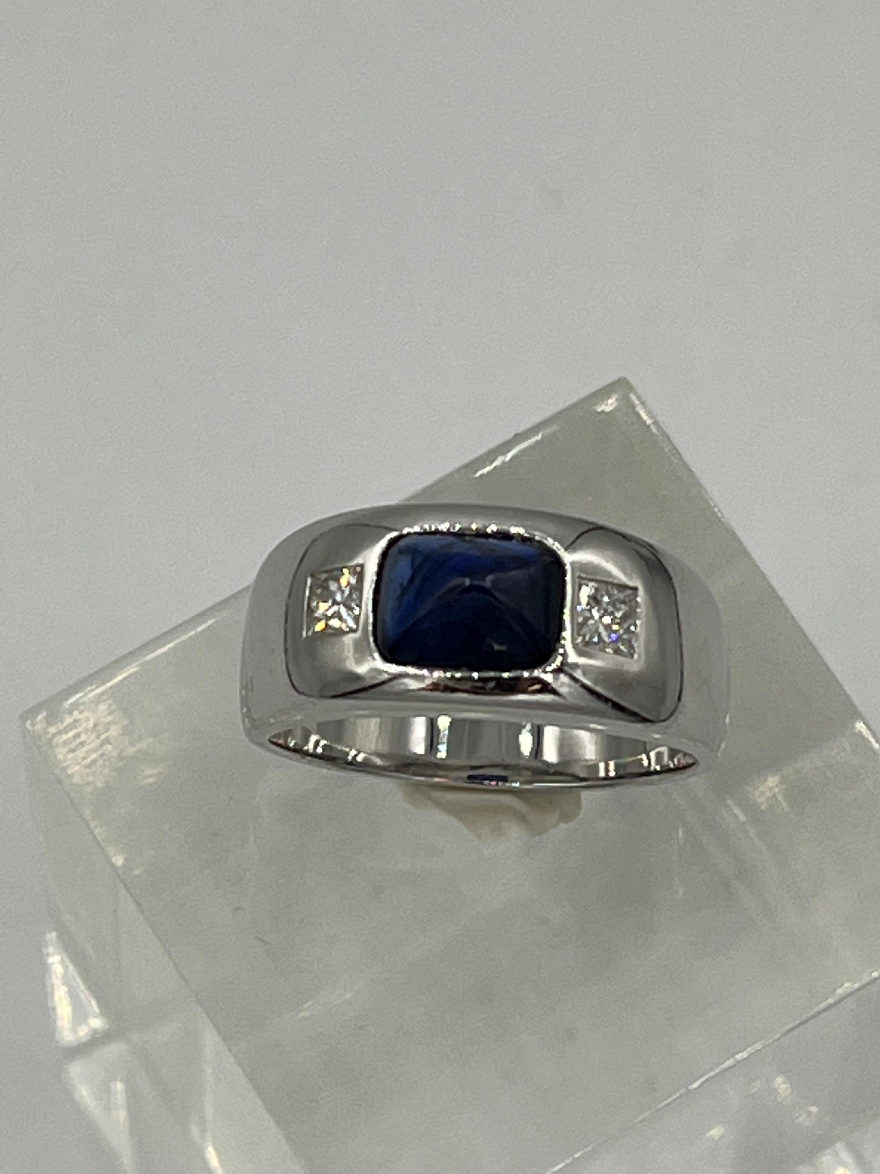 Sapphire Diamond 18 K White Gold Bandring For Sale 1