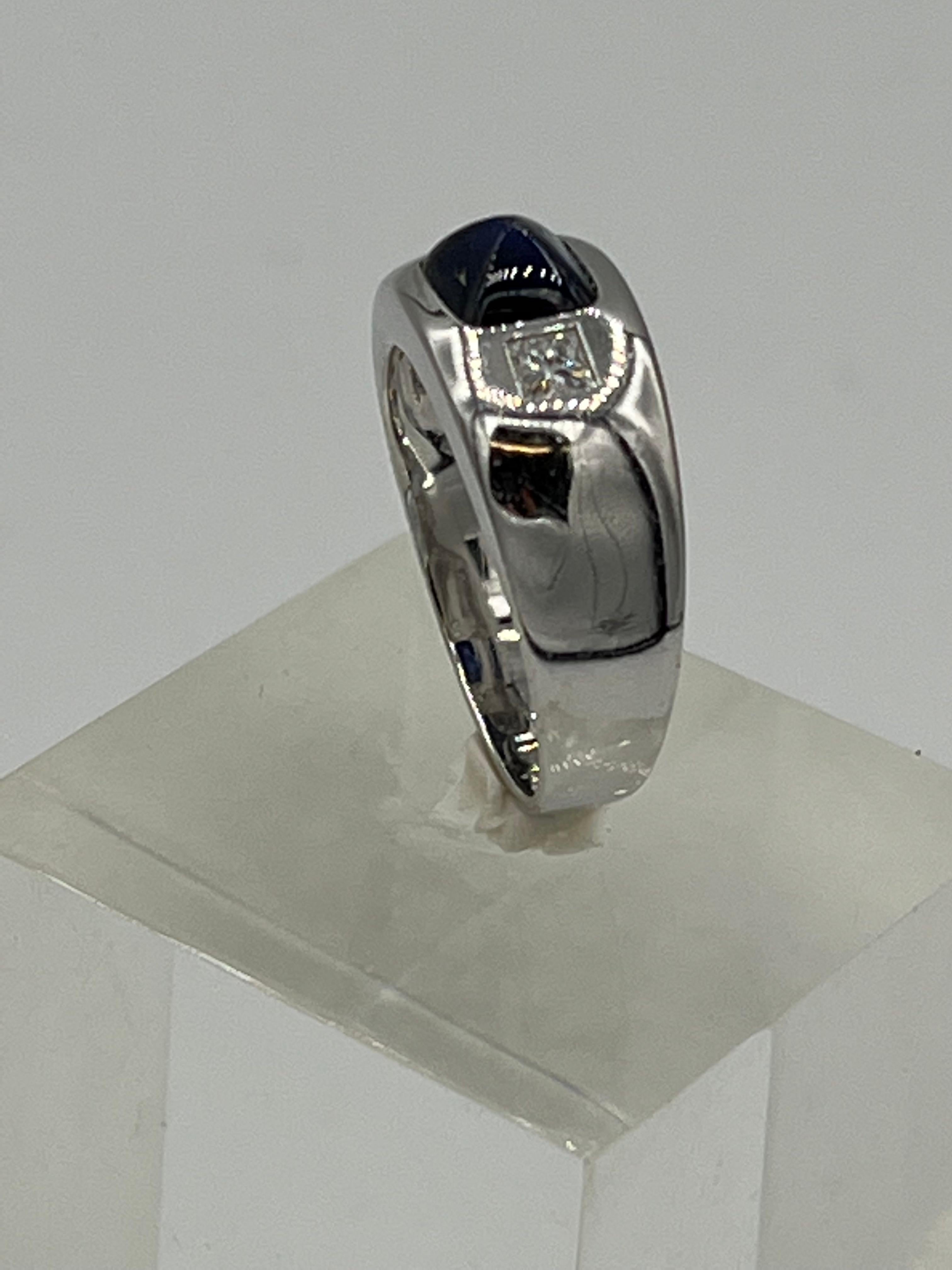 Sapphire Diamond 18 K White Gold Bandring For Sale 2