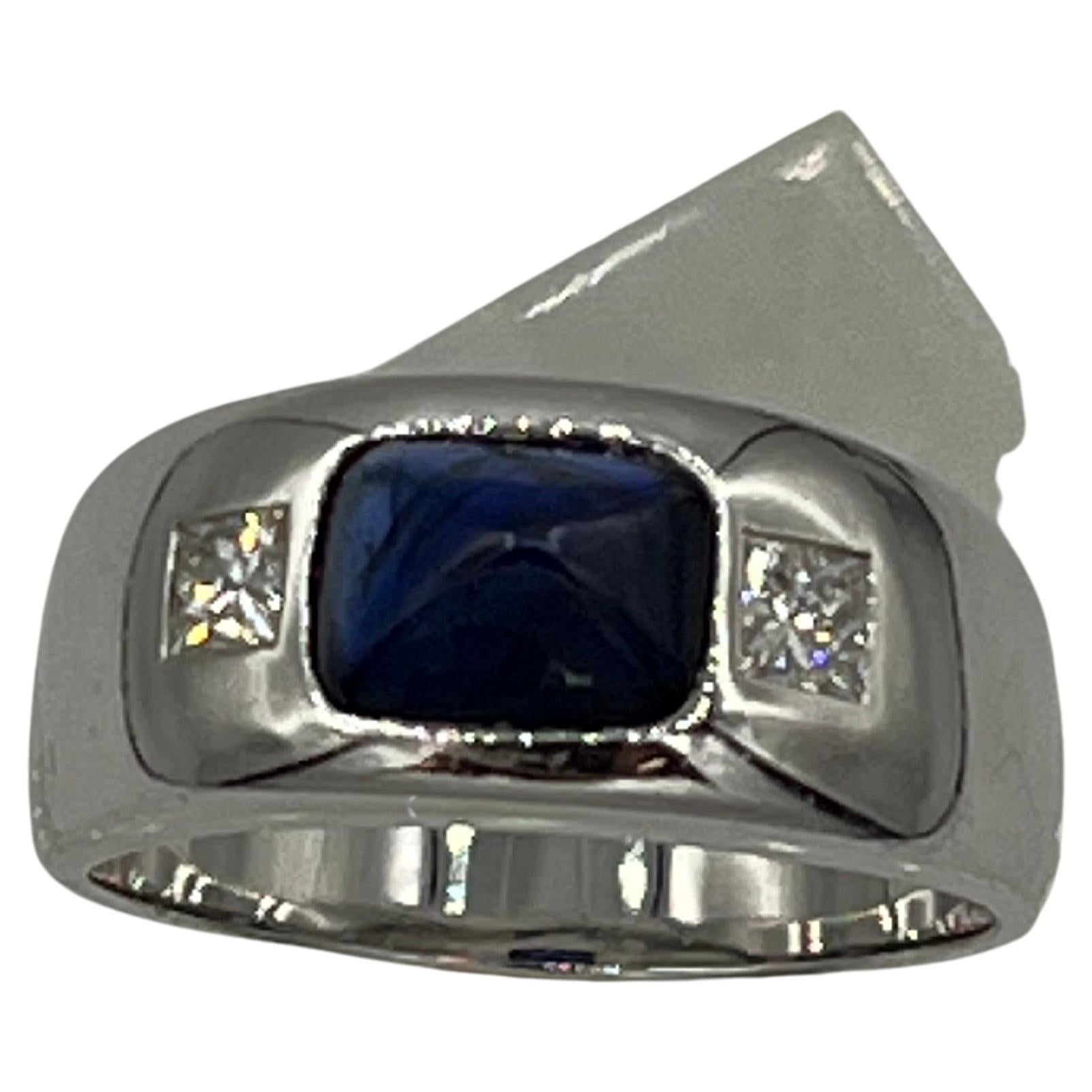 Sapphire Diamond 18 K White Gold Bandring For Sale