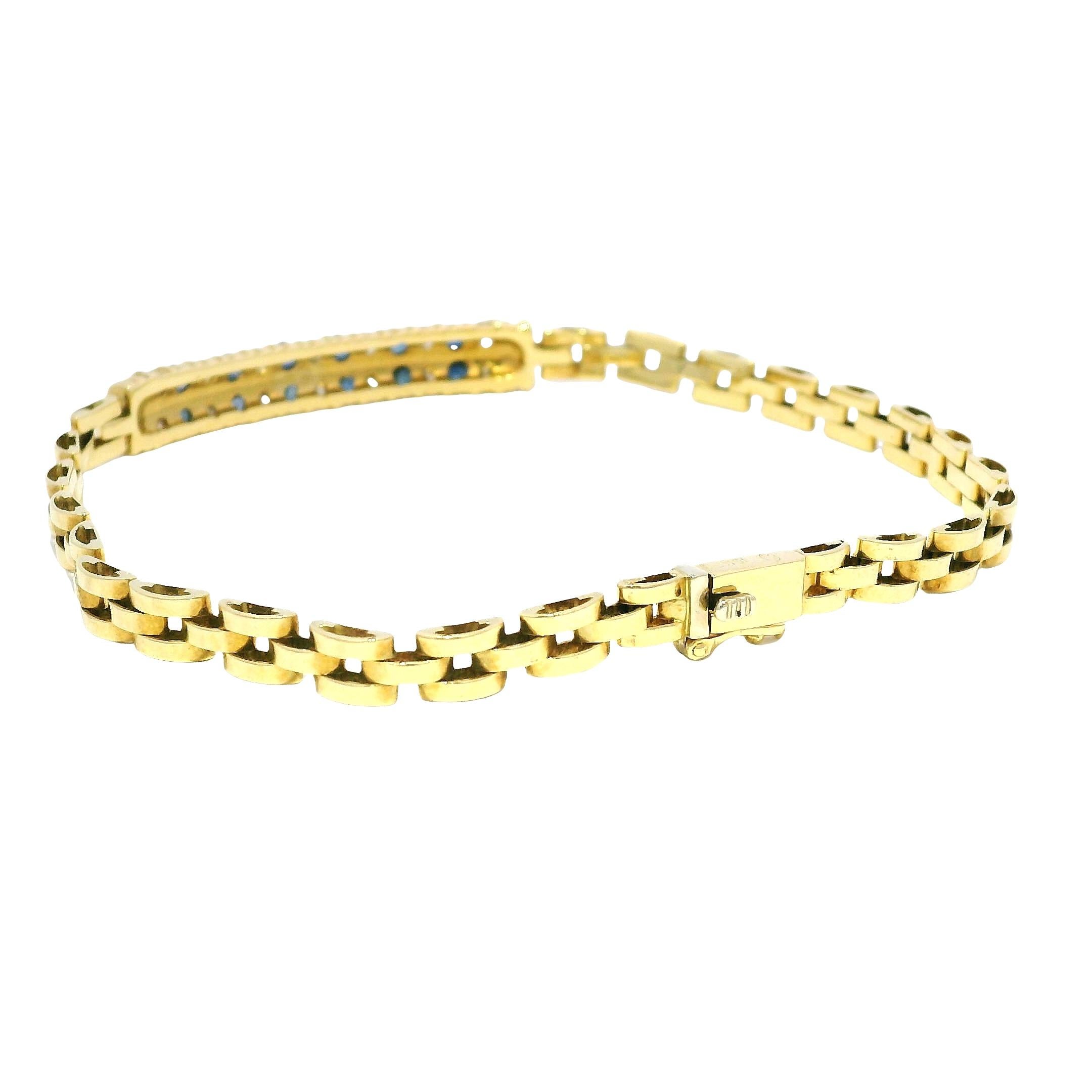 Bracelet à maillons cubains en saphir et diamant 18 carats En stock en vente 4