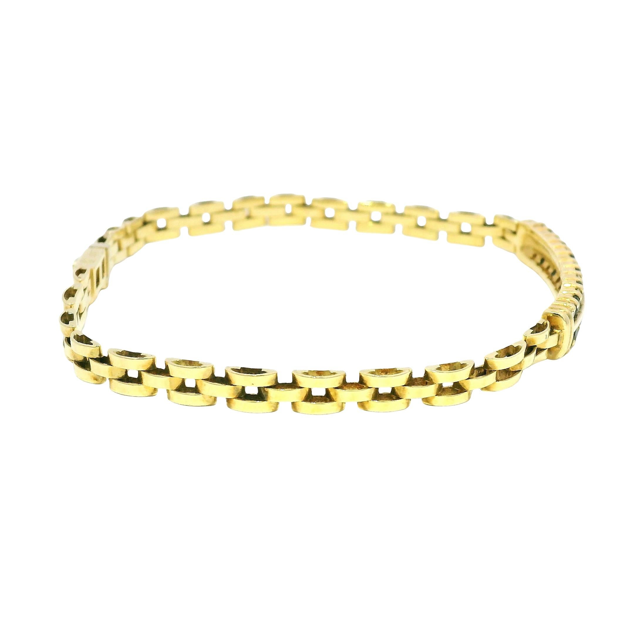 Bracelet à maillons cubains en saphir et diamant 18 carats En stock Excellent état - En vente à Boca Raton, FL