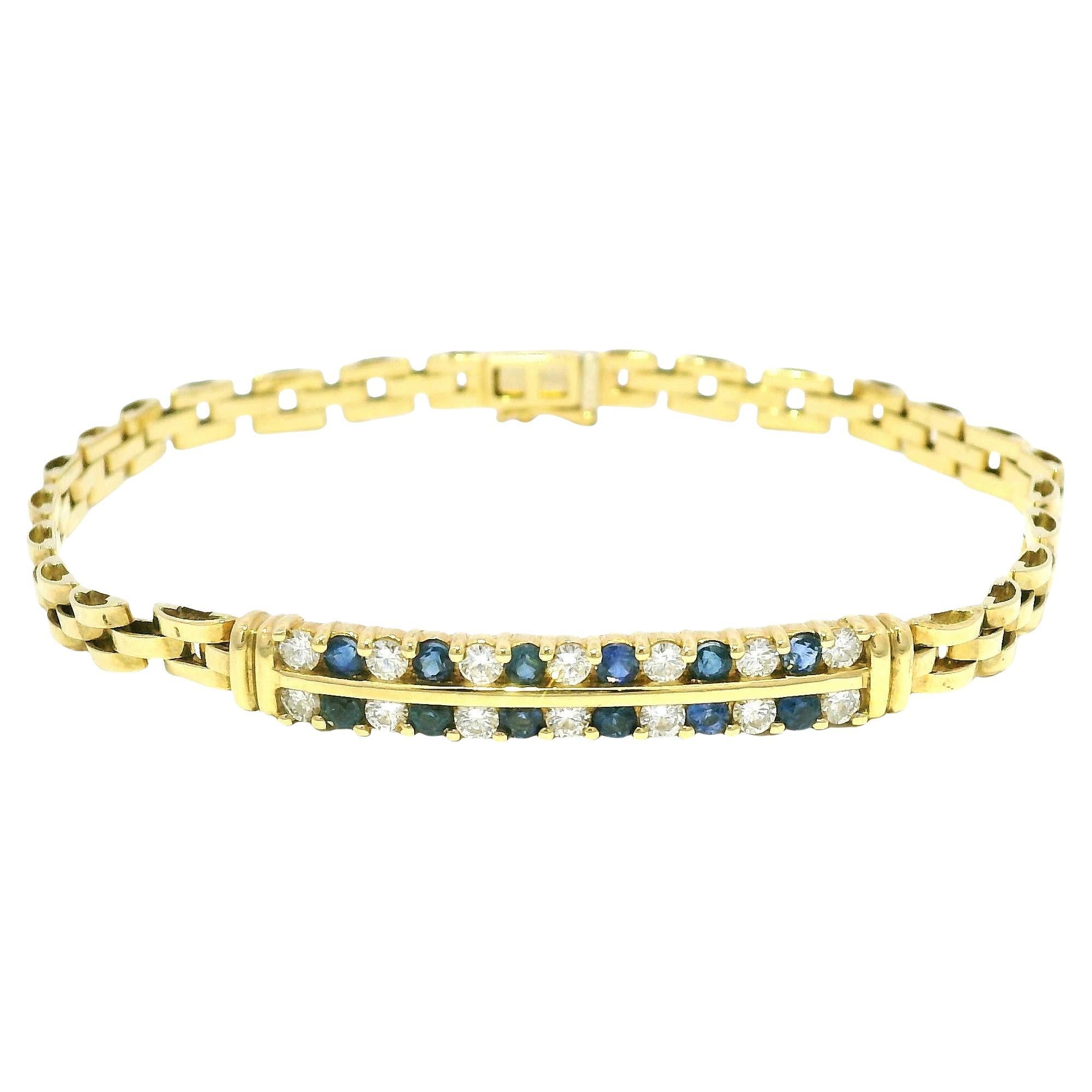 Bracelet à maillons cubains en saphir et diamant 18 carats En stock en vente