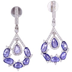 Sapphire Diamond 18 Karat Gold Earrings