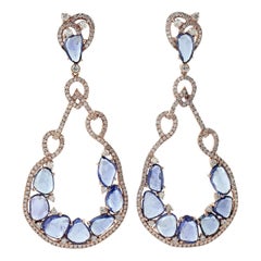 Sapphire Diamond 18 Karat Gold Earrings