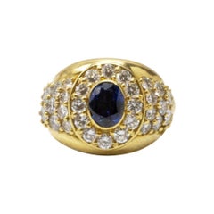Vintage Sapphire Diamond 18 Karat Gold Ring