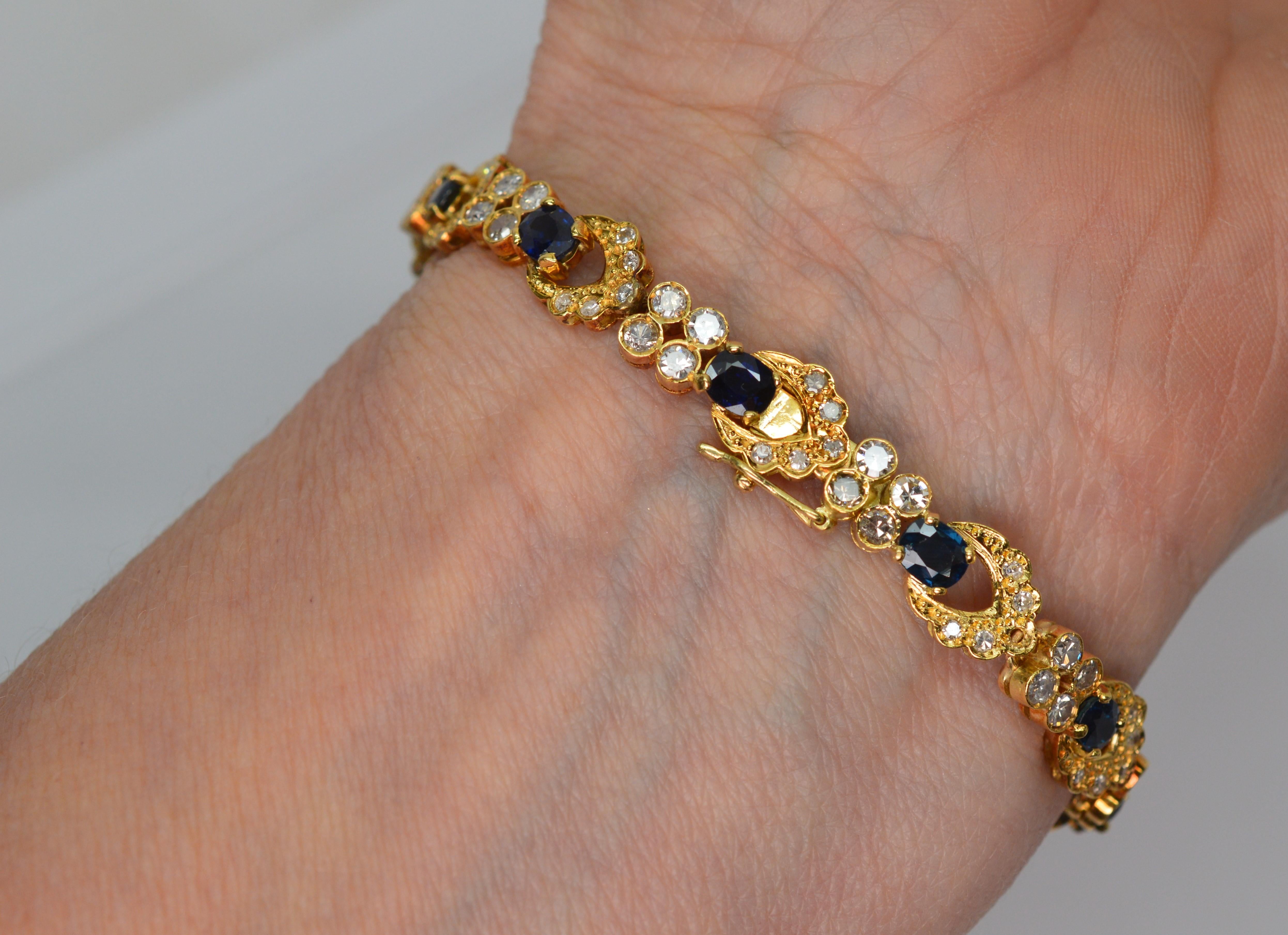 Sapphire Diamond 18 Karat Yellow Gold Bracelet 3