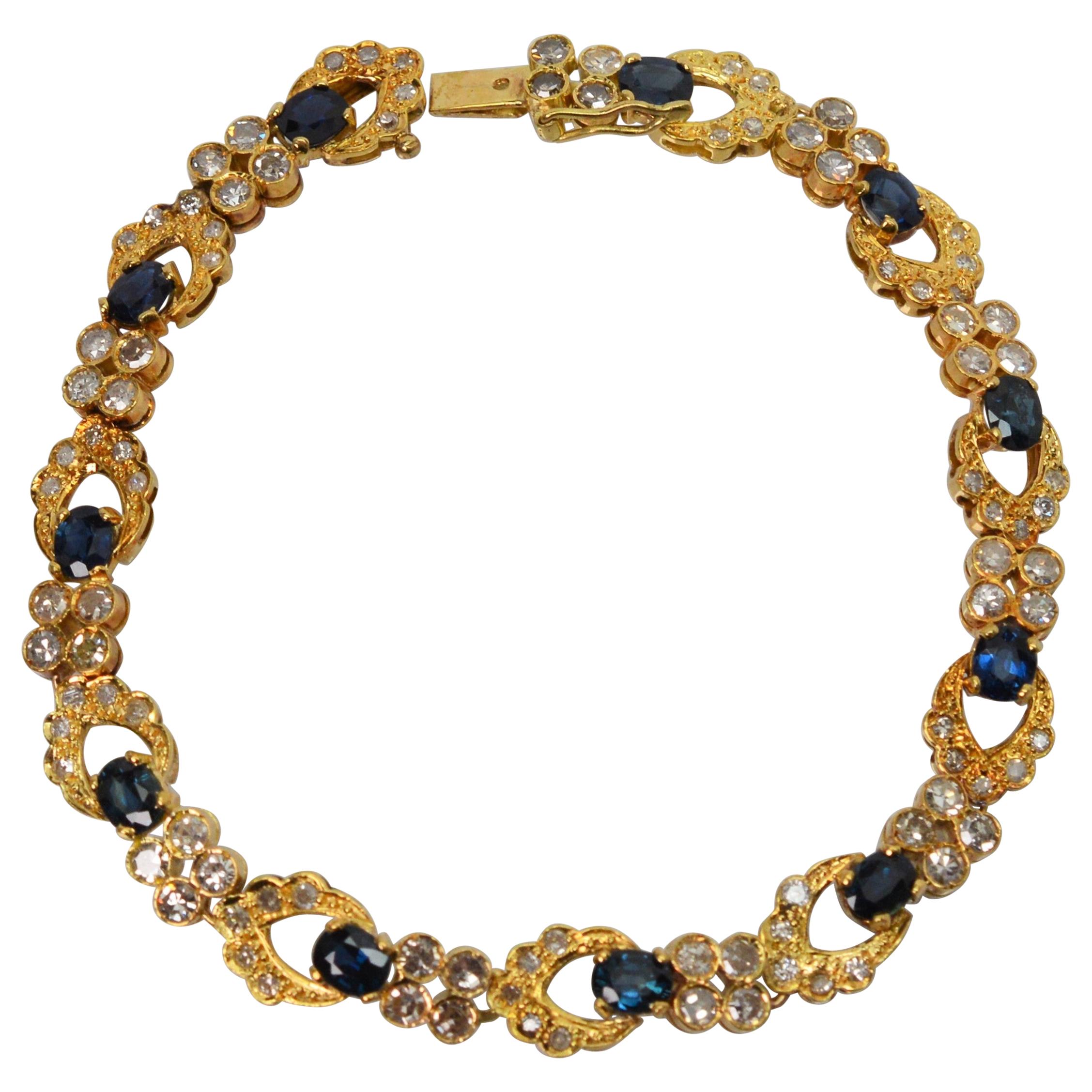 Sapphire Diamond 18 Karat Yellow Gold Bracelet