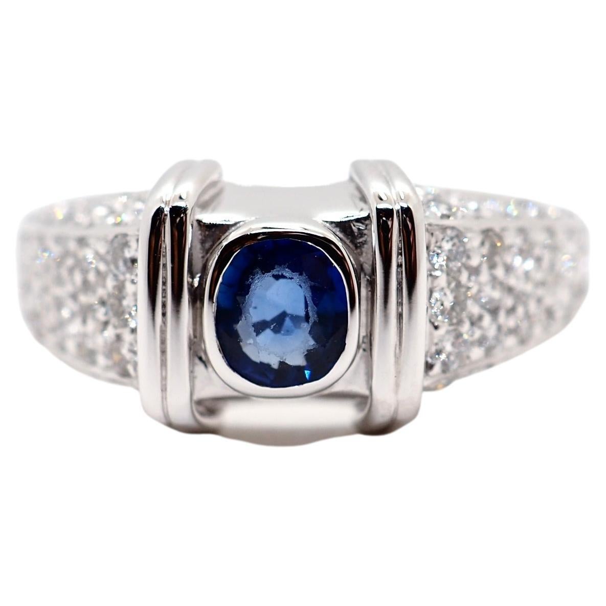 Sapphire Diamond 18 Karat White Gold Ring For Sale