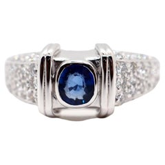 Sapphire Diamond 18 Karat White Gold Ring