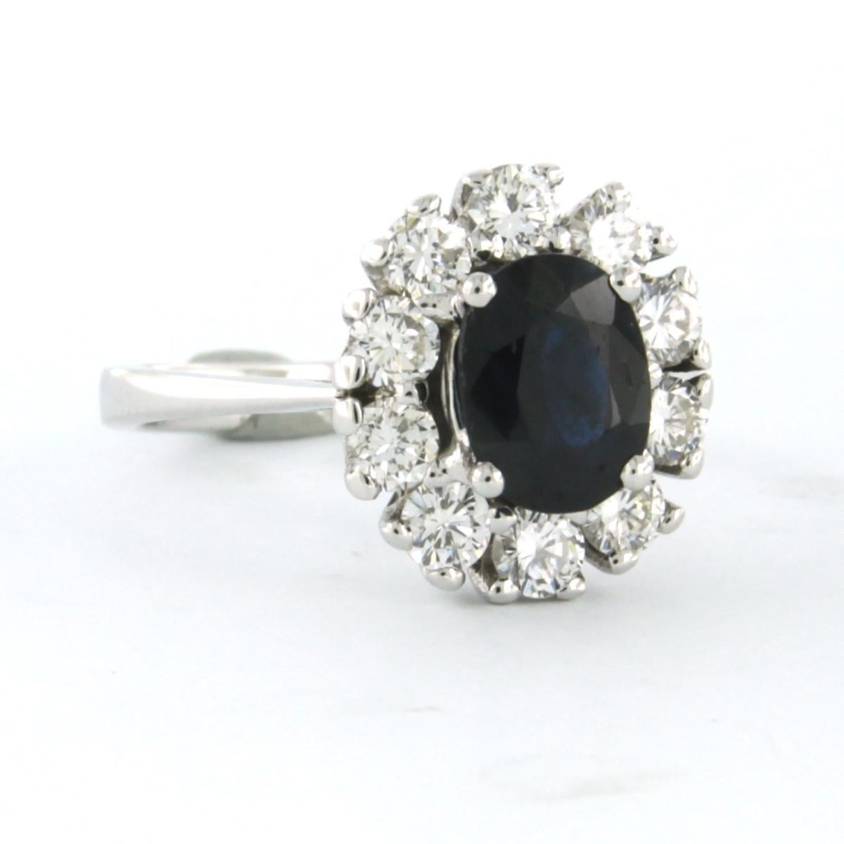 Brilliant Cut Sapphire Diamond 18 Kt White Gold Ring