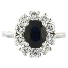 Sapphire Diamond 18 Kt White Gold Ring