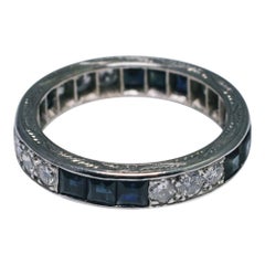 Vintage Sapphire Diamond 18 Carat Gold 1930s Eternity Ring