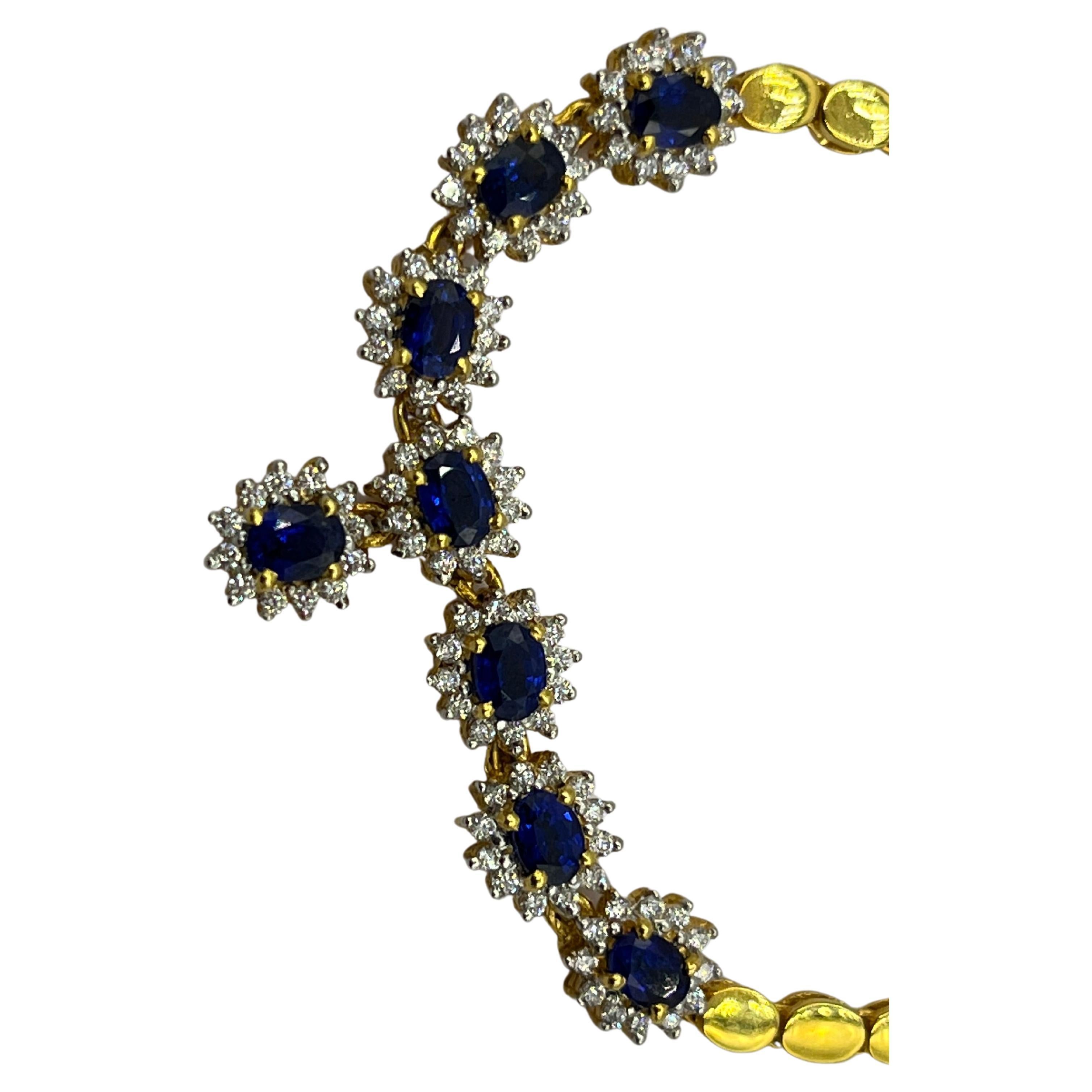 Sapphire Diamond 18k Gold Necklace  In New Condition For Sale In Bad Kissingen, DE
