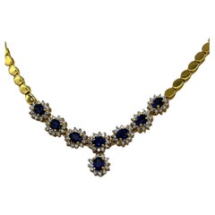 Sapphire Diamond 18k Gold Necklace 
