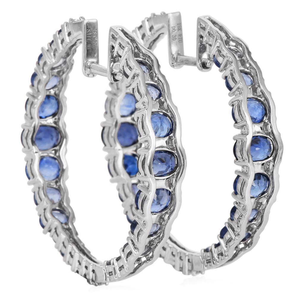 Sapphire Diamond 18K Ombre Inside Out Hoop Earrings 1