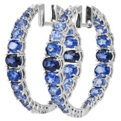 Sapphire Diamond 18K Ombre Inside Out Hoop Earrings